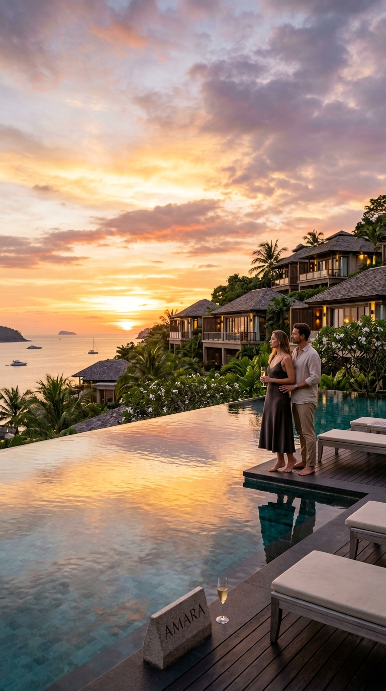 Luxury resort at sunset