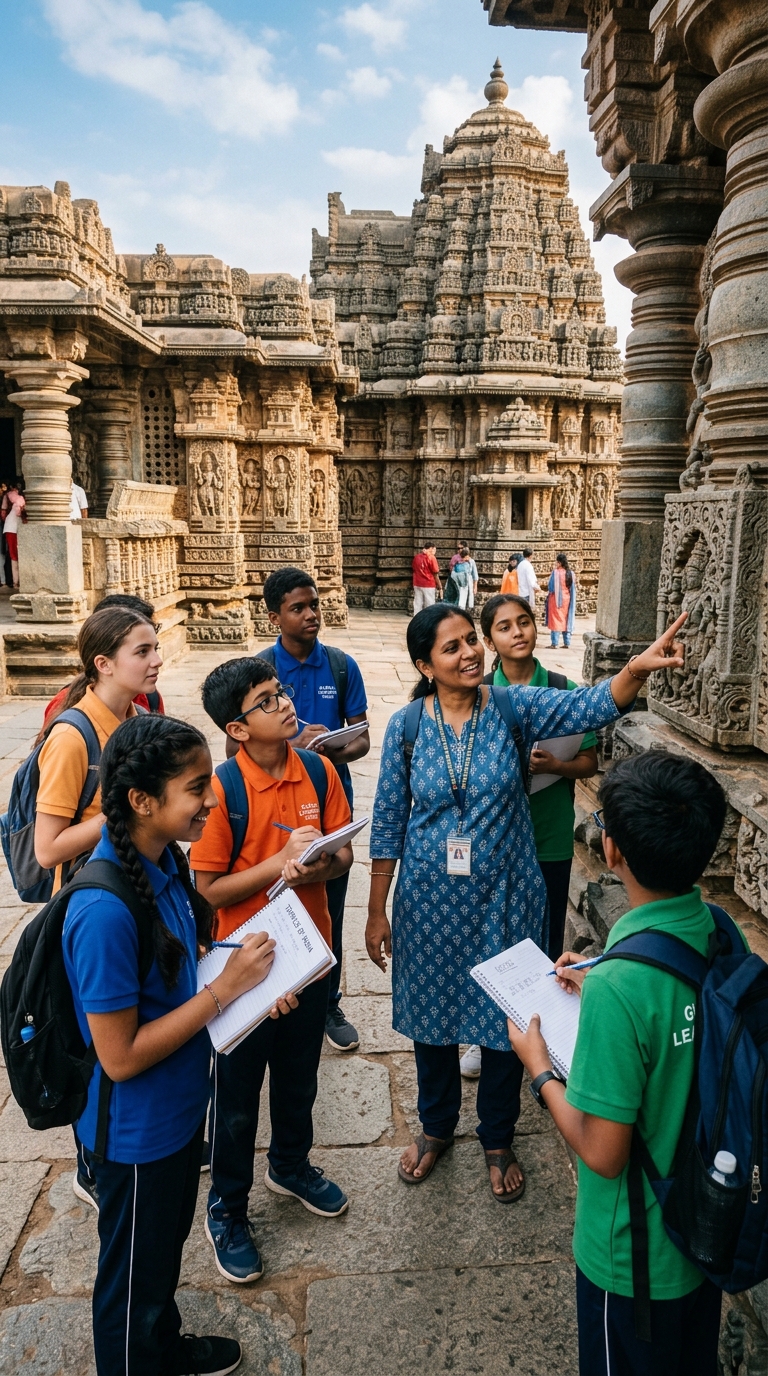 Students exploring ancient temple - Educational tours