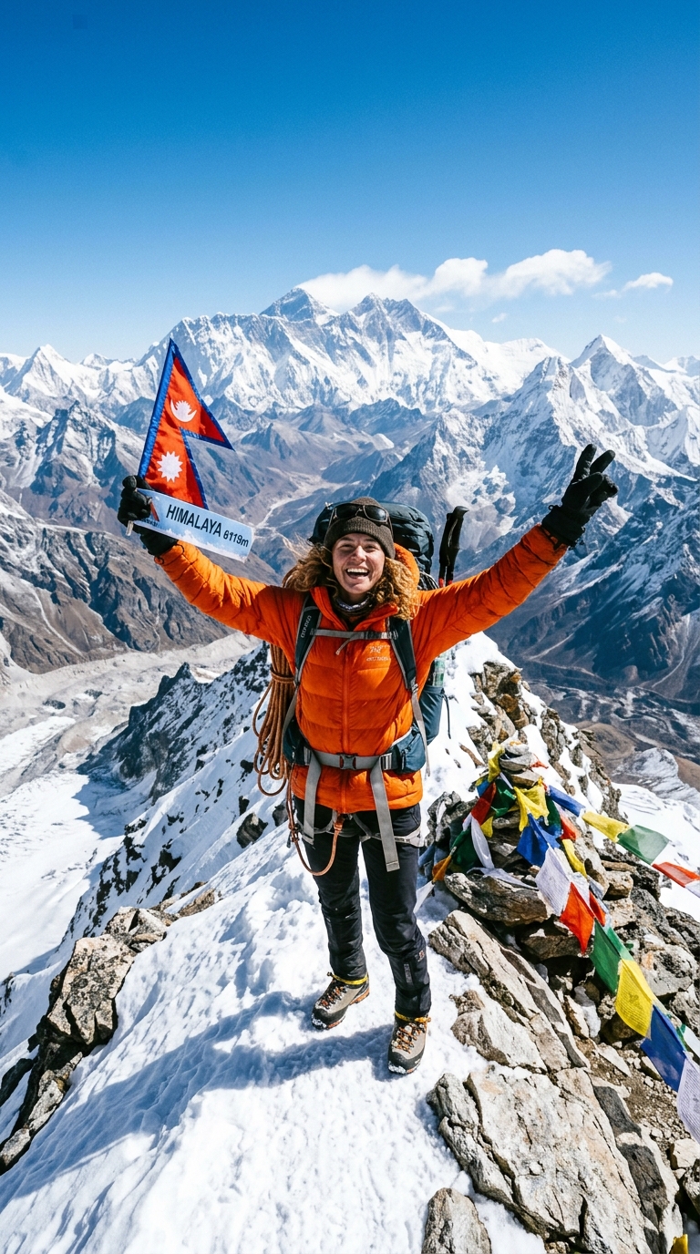 Trekker reaching Himalayan peak - Adventure tours